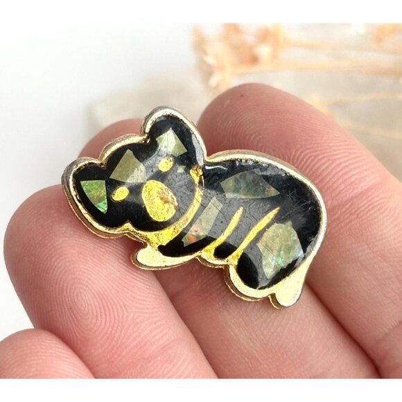 Koala Bear Gold Toned Figural Opal Inlay Vintage Brooch | Lapel Pin | Pendant - Picture 1 of 12